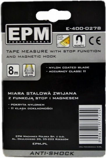 EPM Banda de măsurat cu magnet 16mm x 3m