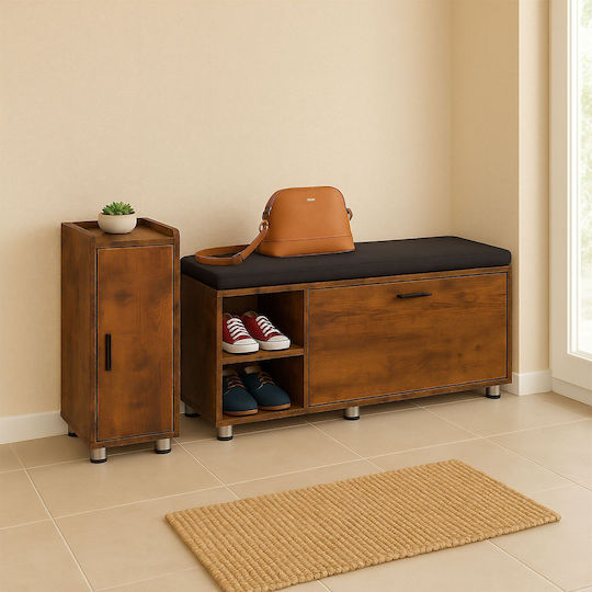Hallway Furniture with Shoe Rack Wardrobe & Bench Brown/Black Colour 100x35.5x48.5cm