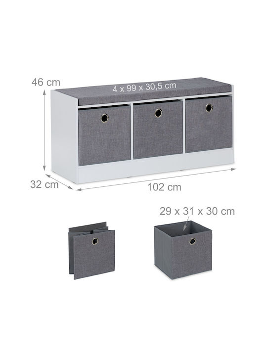 Mobilier Hol cu Bancă White/Gri 102x32x46 cm