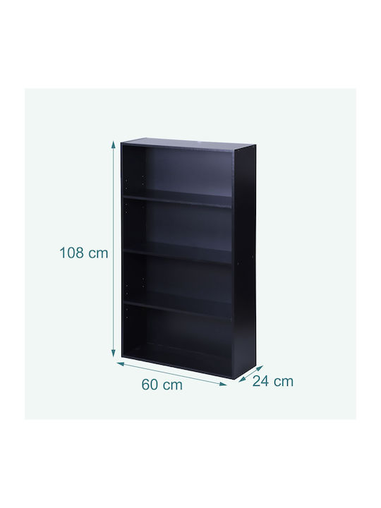 Βιβλιοθήκη Black 60x24x108εκ.