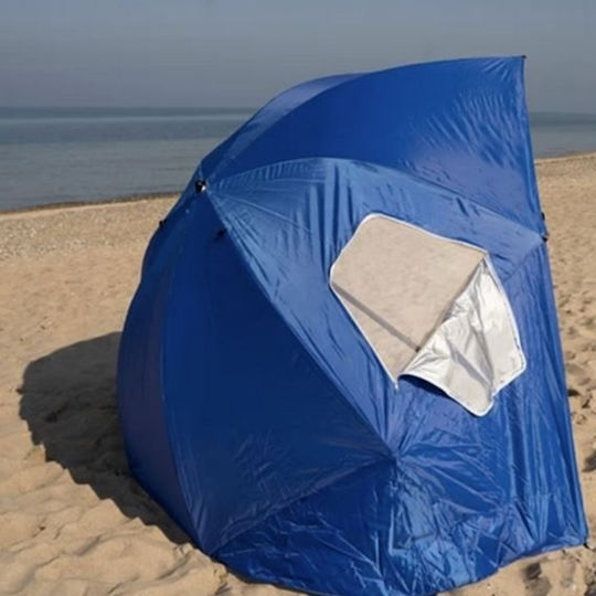 Umbrelă Pliabilă Mare XXL 2-în-1 Pentru Plajă Diametru 2.1m Cu Umbrelă Și Protecție UV Albastră