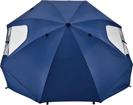 Umbrelă Pliabilă Mare XXL 2-în-1 Pentru Plajă Diametru 2.1m Cu Umbrelă Și Protecție UV Albastră