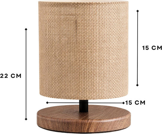Table Lamp Lace with Wooden Base Natural 22x15cm