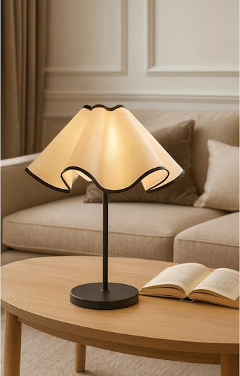 Modern Table Lamp with Wavy Shade Black 40cm