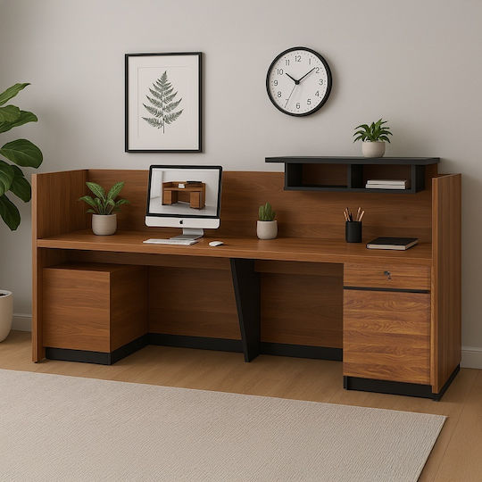 Pakketo Oscar Professional Office Reception Desk L180xW65xH76cm with Cabinet