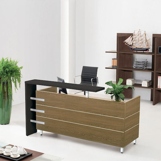 Woodwell Proline Επαγγελματικό Γραφείο Υποδοχής Καρυδί Π180xΒ75xΥ110cm