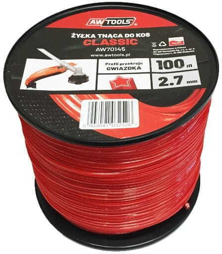 AWTools AW70145 Brush Cutter Trimmer Line Star Length 100m and Thickness 2.7mm