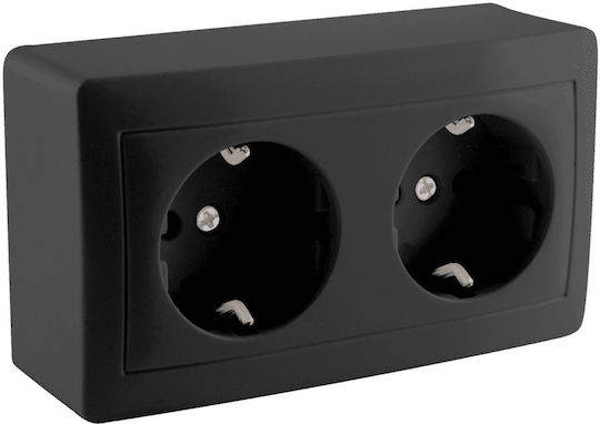 Redled Double External White Power Socket