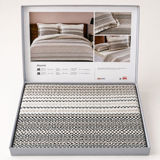 Tac Set Huse Pentru Pilote 200x220cm Dublu Cu 2 Fețe De Pernă & 1 Cearșaf Moonlit