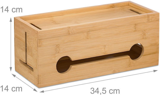 Relaxdays Cutie Organizator Pentru Cabluri Bambus Natur 14x34.5x14cm 2 Prize