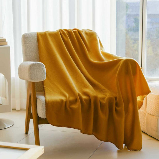 Set Fleece Blanket Single 150x200cm Mustard