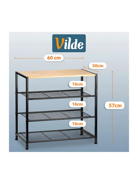 Vilde Metall Schuhorganisatoren aus Bambus 60x30x57cm