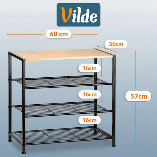 Vilde Metall Schuhorganisatoren aus Bambus 60x30x57cm