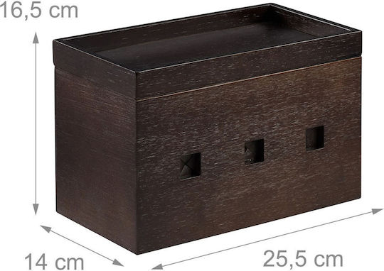Relaxdays Кутия За Кабели От Тъмнокафяв Бамбук Тъмнокафява 16.5x14x25.5 См