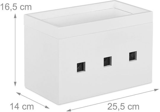 Relaxdays White Bamboo Cable Box White 16.5x14x25.5 Cm