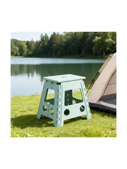 Taburet Din Plastic Pentru Exterior Alb/Verde 39x32x39cm