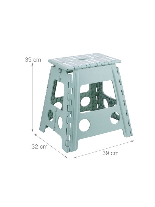 Taburet Din Plastic Pentru Exterior Alb/Verde 39x32x39cm
