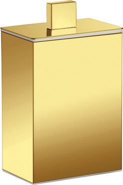 Sanco Metallic Set Bathroom Brush And Trash Can Bronze