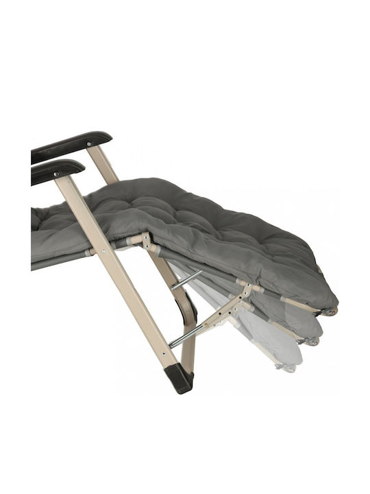 Aluminum Deckchair with Gray Pillow 170x75x13cm