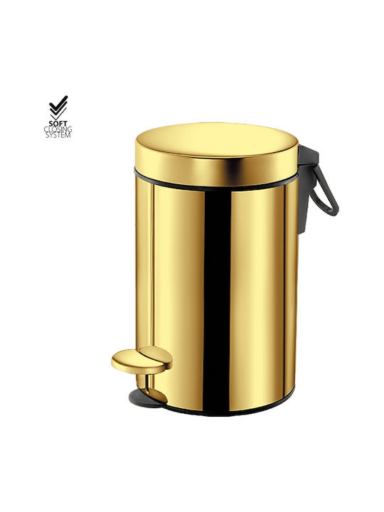 Sanco Coș Metalic De Baie Cu Închidere Lentă 3lt Bronz