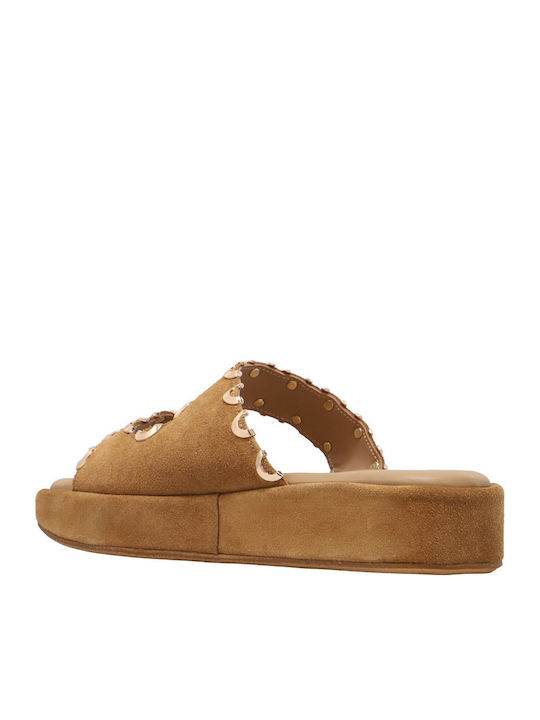Women's Flat Sandals Flatforms Tabac Brown