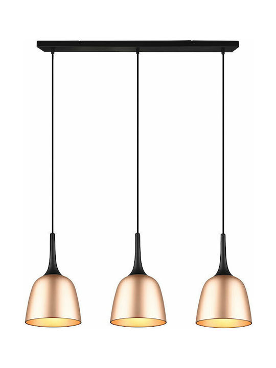 Trio Lighting Chiron Hängelampe Kupfer Schiene mit Fassung E27 90x20x20cm.