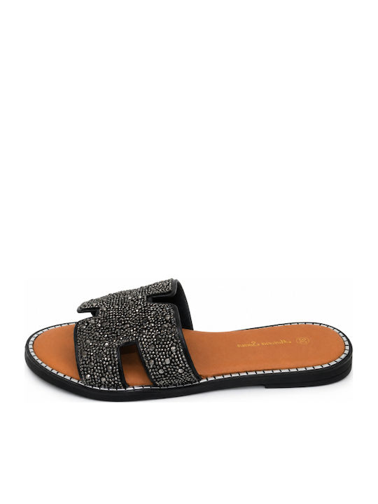 Damen Flache Sandalen Schwarz SM-MRS-F15-26SA