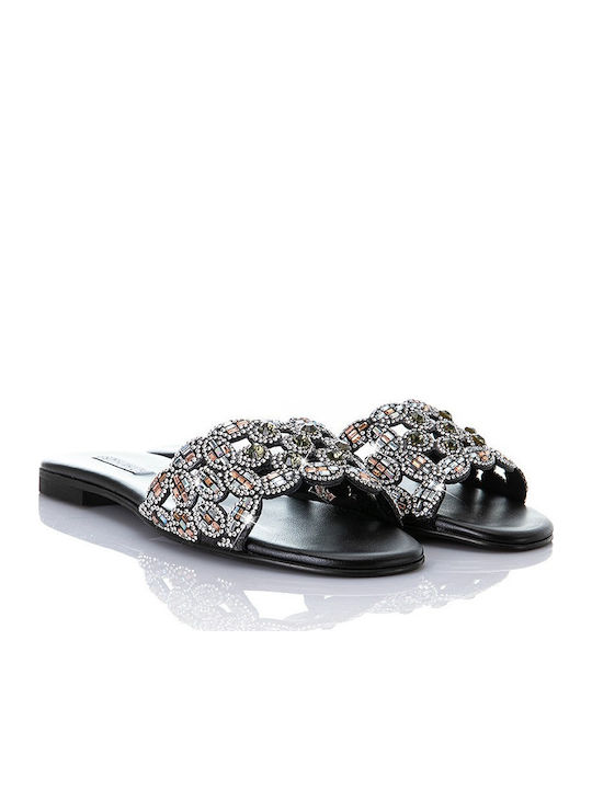 Leather Women's Flat Sandals Black