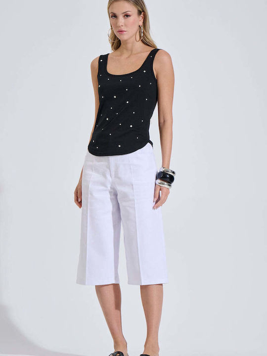 Women's Cotton Top with Spaghetti Straps Black