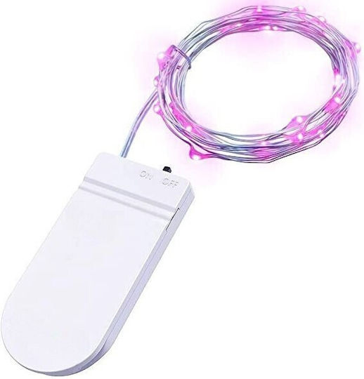 50 Λαμπάκια LED 5μ. Ροζ Μπαταρίας σε Σειρά