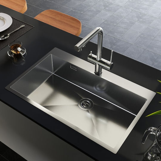 Helika Terra Drop-In Kitchen Sink Inox Satin Finish L79xW45cm Orange