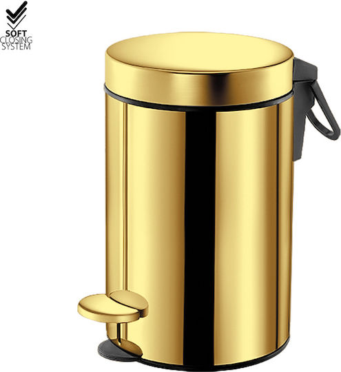 Sanco Metallic Bathroom Bin Soft Close 3lt Gold