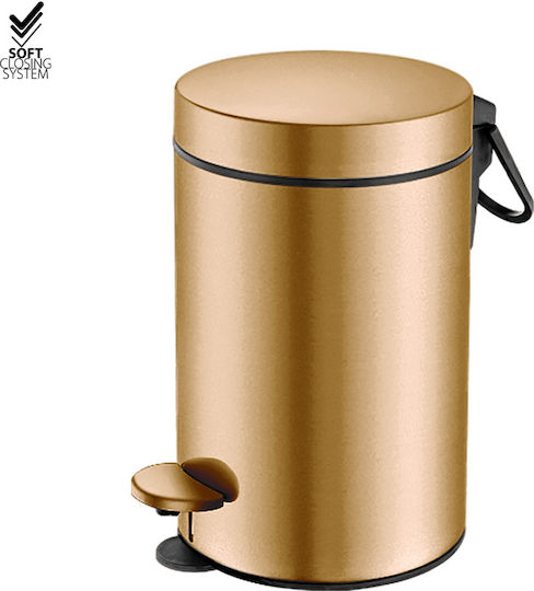 Sanco Metallic Bathroom Bin Soft Close 3lt Gold