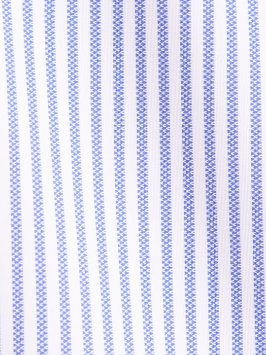 Long Sleeve Shirt in Narrow Fit Striped Blue