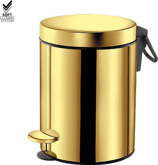 Sanco Metallic Bathroom Bin Soft Close 5lt Gold