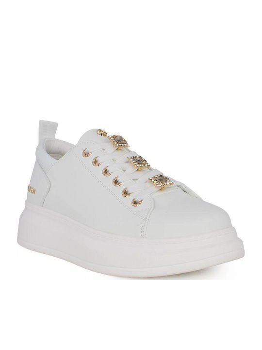 Seven Sneakers White Gold Rhinestones