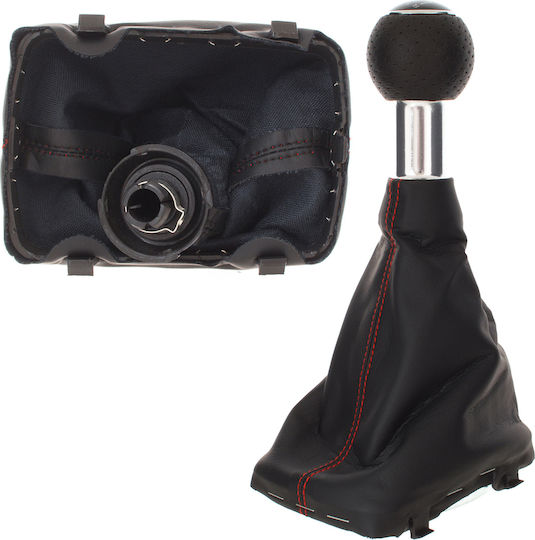 Audi A3 I 8l 96-03 Pomol Schimbător Viteze Negru + Mansoane Negre Cusătură Roșie 6 Viteze