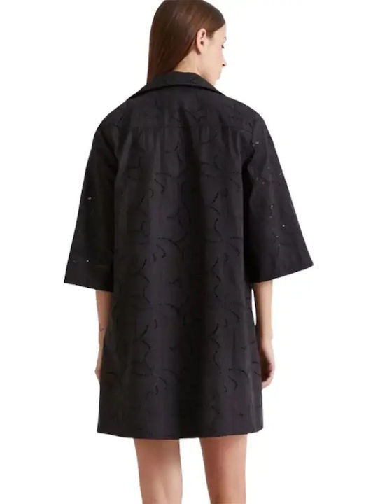 Summer Mini Shirt Dress Black