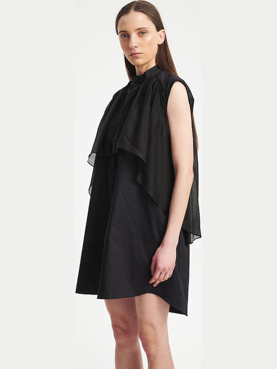 Καλοκαιρινό Mini Βραδινό Φόρεμα με Βολάν Blk