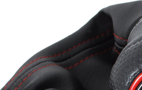 Seat Leon I 99-06 Schwarzer Schaltknopf + Schwarze Schaltmanschetten Roter Faden Roter Ring 6-Gang