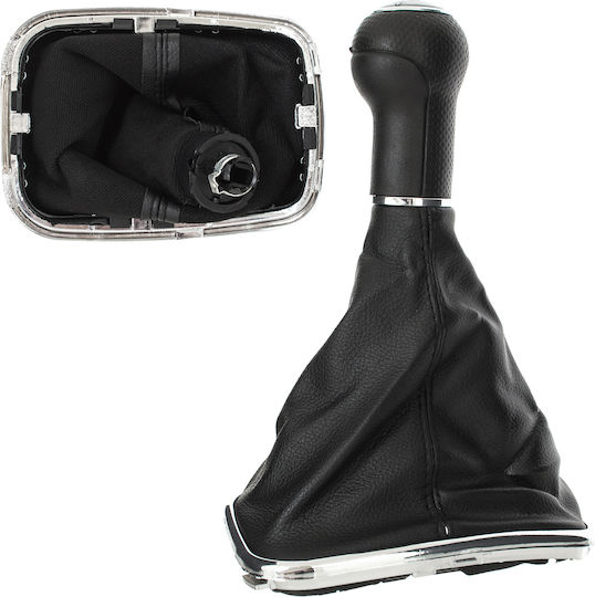 Vw Golf Iv 97-03 Silber Auto Schaltknopf + Gaiter Chromrahmen 6-Gang 12mm Loch