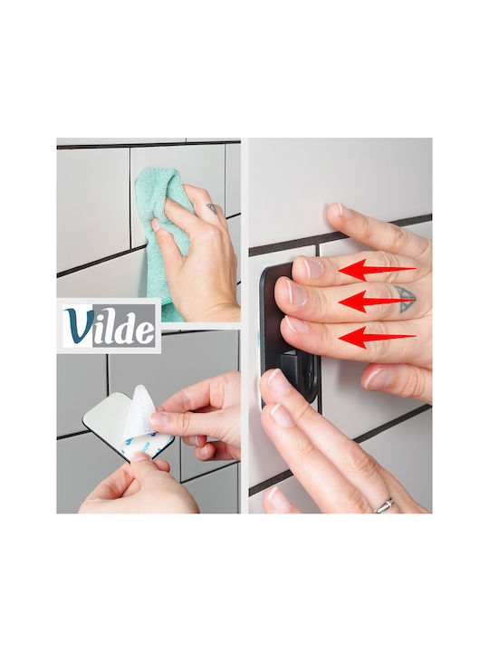 Vilde Άγκιστρο Μπάνιου Διπλό με Αυτοκόλλητο ​5x6.5cm Μαύρο
