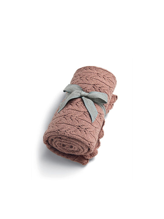 Mamas & Papas Nursery Swaddling Blanket Wildflower Knitted Pink 70x90cm