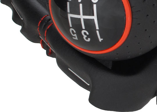 Audi A3 I 8l 96-03 Black Gear Shift Knob + Black Gaiters Red Thread Red Ring 5 Speed Reverse At Bottom