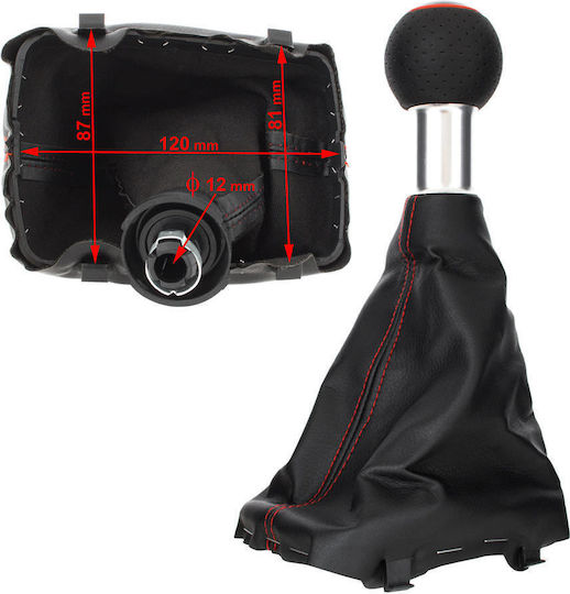 Audi A3 I 8l 96-03 Black Gear Shift Knob + Black Gaiters Red Thread Red Ring 5 Speed Reverse At Bottom