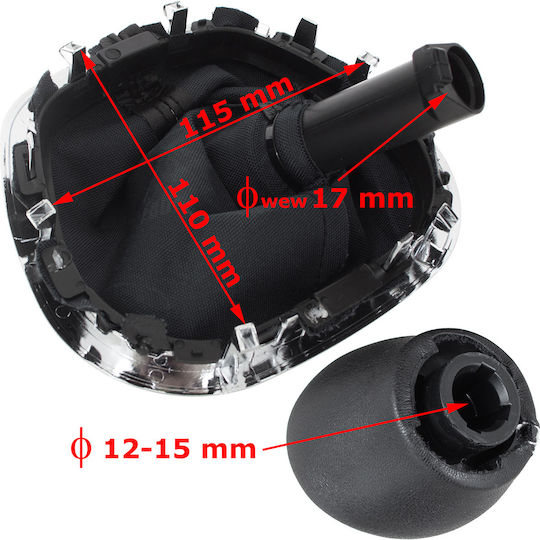 Opel Vivaro B 14-19 Gear Shift Knob Black Chrome + Black Gaiters Chrome Frame 6 Speeds