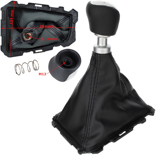 Ford Focus Mk3 11-14 Gear Shift Knob Black Eco Leather + Silver + Gaiter Frame 6 Speed