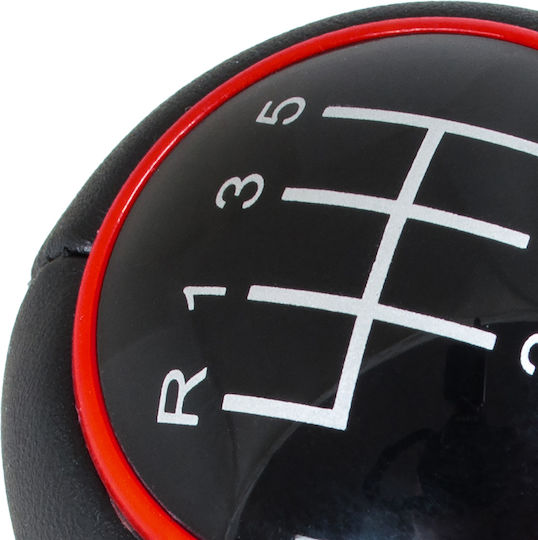 Audi Seat Skoda Vw Gear Shift Knob Black + Red Ring + Chrome 6 Speeds