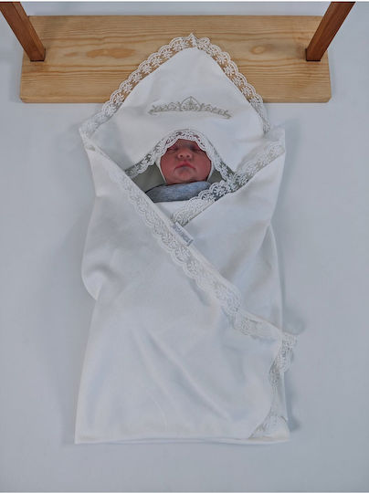 SteweHome Nursery Swaddling Cotton Ecru Blanket 90x90cm