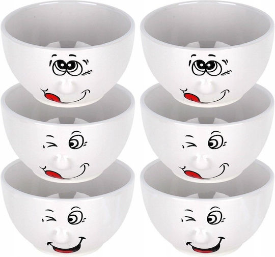 Siaki Collection Round White Ceramic Serving Bowls Diameter 13.5cm 6 Pieces